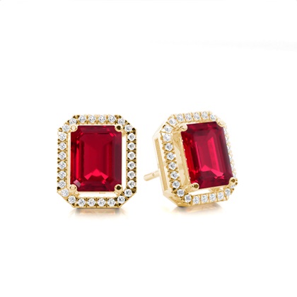 Yellow Gold Ruby Earrings Diamond