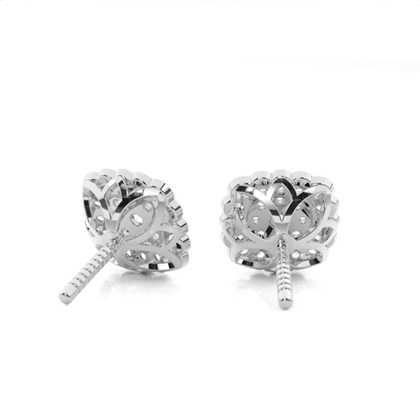 Shared Prong Setting Round Diamond Cluster Earrings