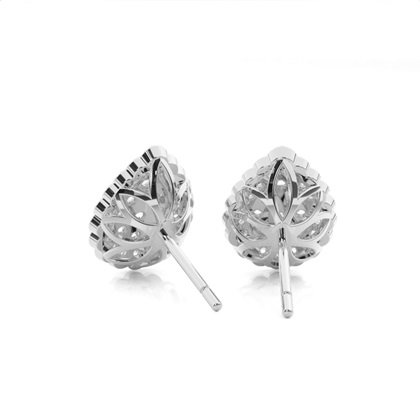 Shared Prong Setting Round Diamond Cluster Earrings