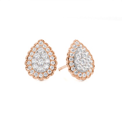 Shared Prong Setting Round Diamond Cluster Earrings