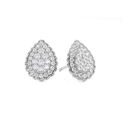 Shared Prong Setting Round Diamond Cluster Earrings