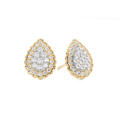 Shared Prong Setting Round Diamond Cluster Earrings