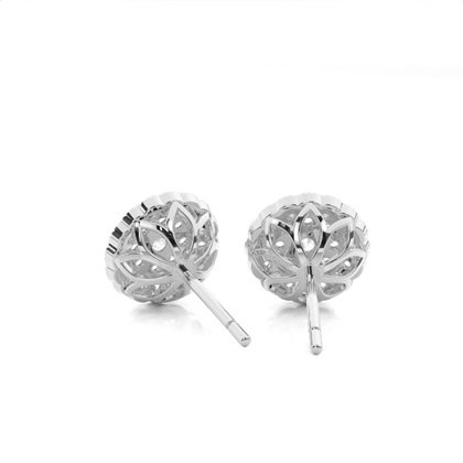 Shared Prong Setting Round Diamond Cluster Earrings