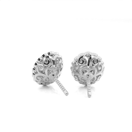 Shared Prong Setting Round Diamond Cluster Earrings