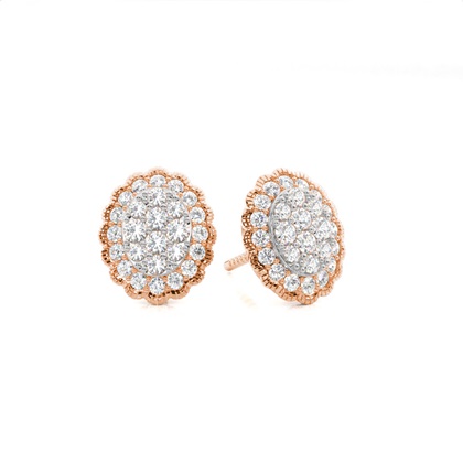 Rose Gold Cluster Diamond Earrings