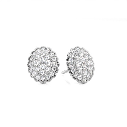 Shared Prong Setting Round Diamond Cluster Earrings