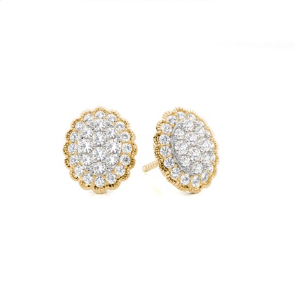Yellow Gold Cluster Diamond Earrings