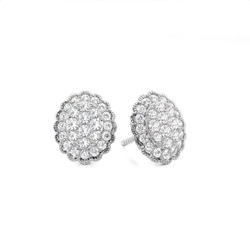 Shared Prong Setting Round Diamond Cluster Earrings