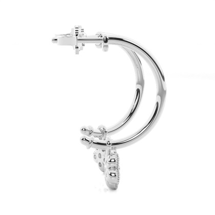 Prong Setting Round Diamond Hoop Earrings