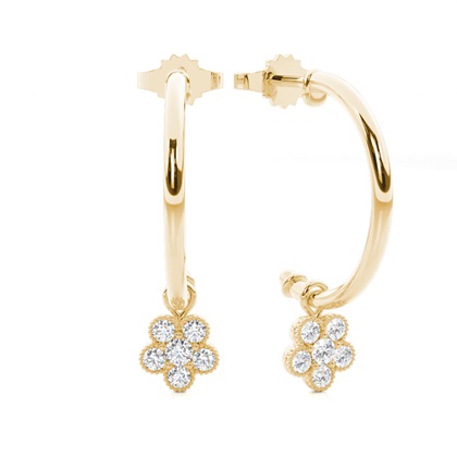 Prong Setting Round Diamond Hoop Earrings