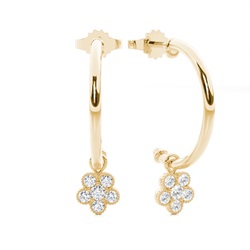 Prong Setting Round Diamond Hoop Earrings