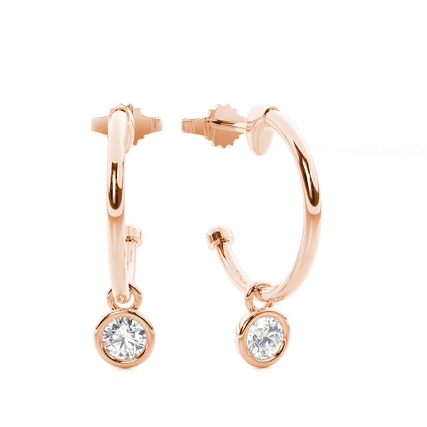 Bezel Setting Round Diamond Hoop Earrings