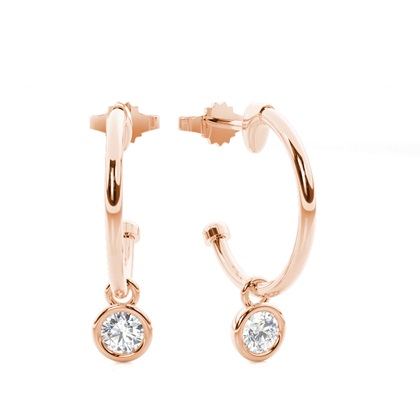 Bezel Setting Round Diamond Hoop Earrings