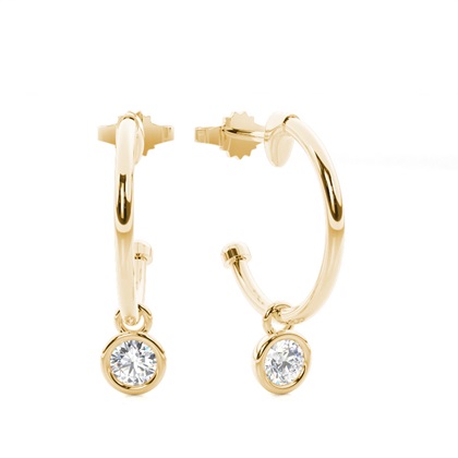 Yellow Gold Hoop Diamond Earrings
