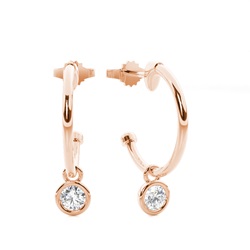 Bezel Setting Round Diamond Hoop Earrings