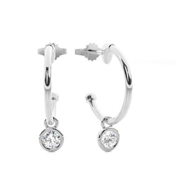 Bezel Setting Round Diamond Hoop Earrings