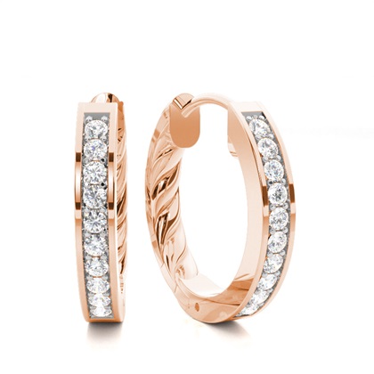 Pave Setting Round Diamond Hoop Earrings