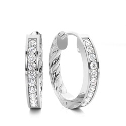 Pave Setting Round Diamond Hoop Earrings