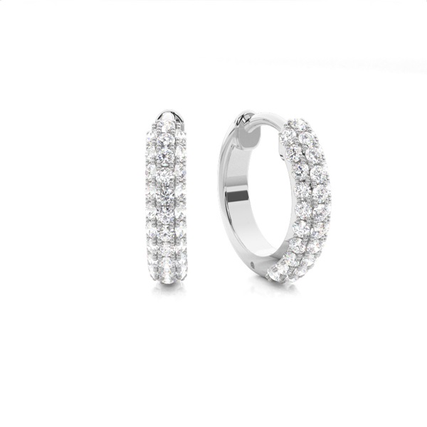 Micro Prong Setting Round Diamond Hoop Earrings