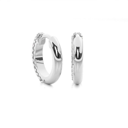 Micro Prong Setting Round Diamond Hoop Earrings