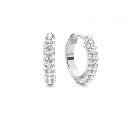 Micro Prong Setting Round Diamond Hoop Earrings