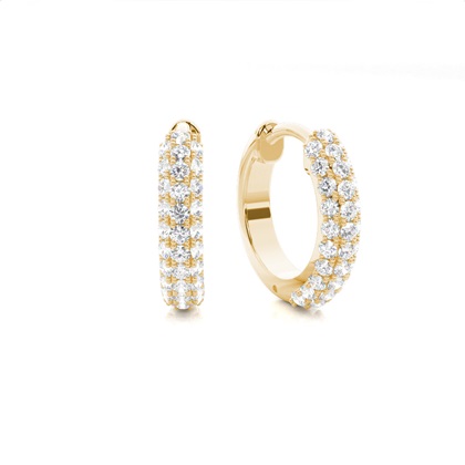 Micro Prong Setting Round Diamond Hoop Earrings