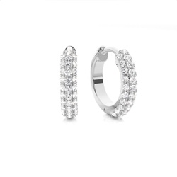 Micro Prong Setting Round Diamond Hoop Earrings