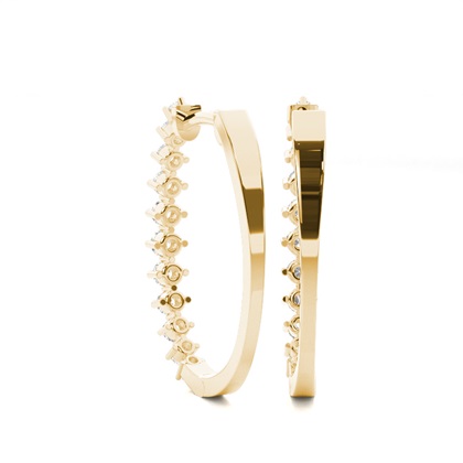 Prong Setting Round Diamond Hoop Earrings