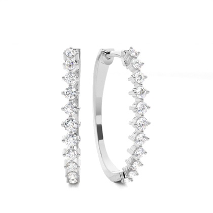 Prong Setting Round Diamond Hoop Earrings