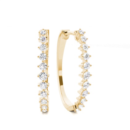 Prong Setting Round Diamond Hoop Earrings