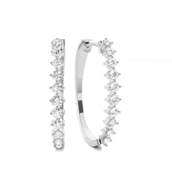 Prong Setting Round Diamond Hoop Earrings