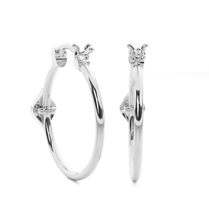 Pave Setting Round Diamond Hoop Earrings