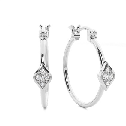 Pave Setting Round Diamond Hoop Earrings