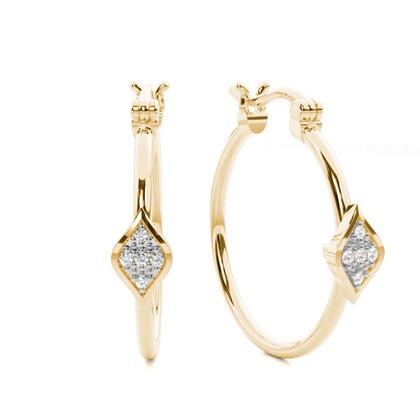Pave Setting Round Diamond Hoop Earrings