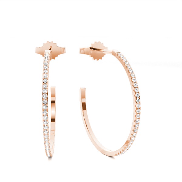 Micro Prong Setting Round Diamond Hoop Earrings