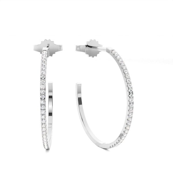 Micro Prong Setting Round Diamond Hoop Earrings