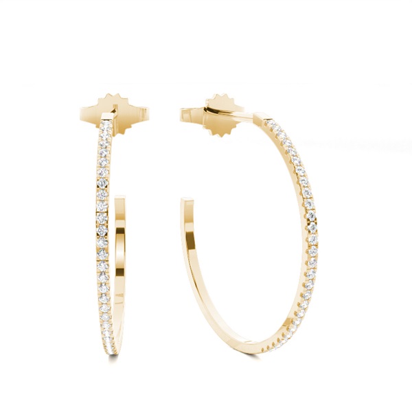 Micro Prong Setting Round Diamond Hoop Earrings