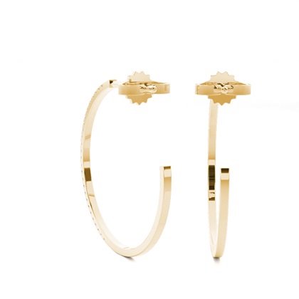 Micro Prong Setting Round Diamond Hoop Earrings