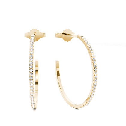 Micro Prong Setting Round Diamond Hoop Earrings