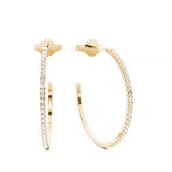 Micro Prong Setting Round Diamond Hoop Earrings