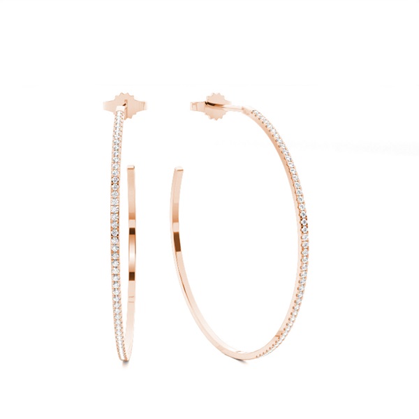 Micro Prong Setting Round Diamond Hoop Earrings