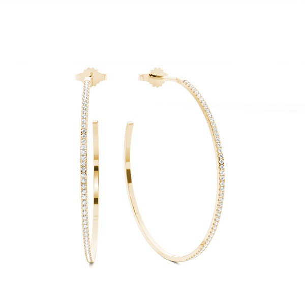 Micro Prong Setting Round Diamond Hoop Earrings