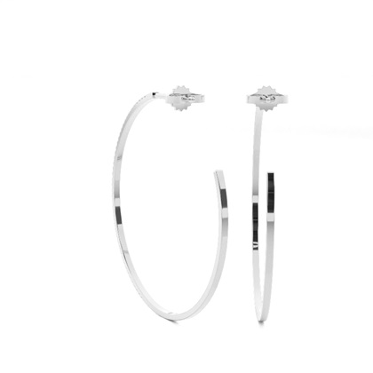 Micro Prong Setting Round Diamond Hoop Earrings