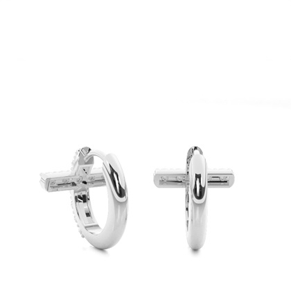 Illusion Plate Prong Setting Round Diamond Hoop Earrings