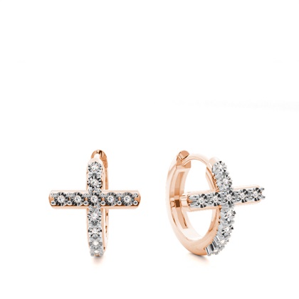 Rose Gold Diamond Hoop Diamond Earrings
