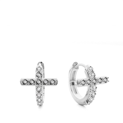 Illusion Plate Prong Setting Round Diamond Hoop Earrings