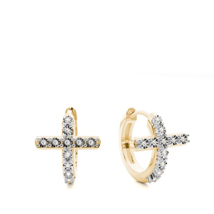 Yellow Gold Diamond Hoop Diamond Earrings