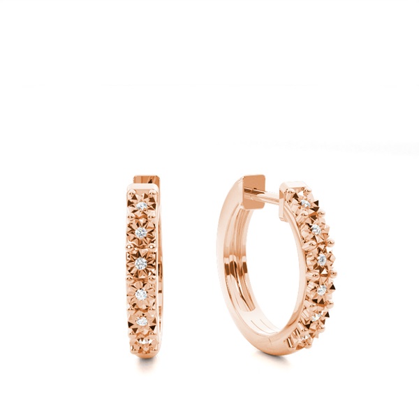 Illusion Plate Prong Setting Round Diamond Hoop Earrings