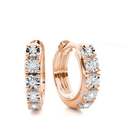 Rose Gold Diamond Hoop Diamond Earrings