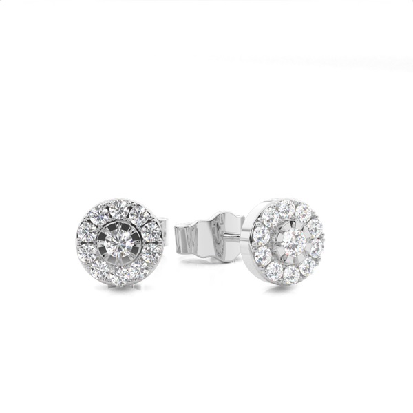 Micro Prong Setting Round Diamond Stud Earring